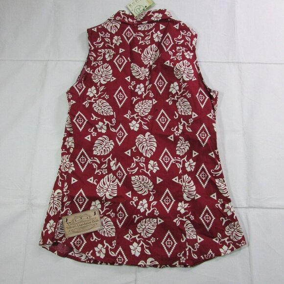Roper Women's Small Sleeveless Tropics Snap Tank Top Shirt Red - Picture 2 of 4